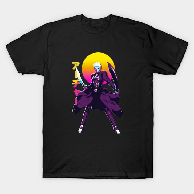 Archer Fate Stay Night Anime Retrowave T-Shirt by Jedi Master